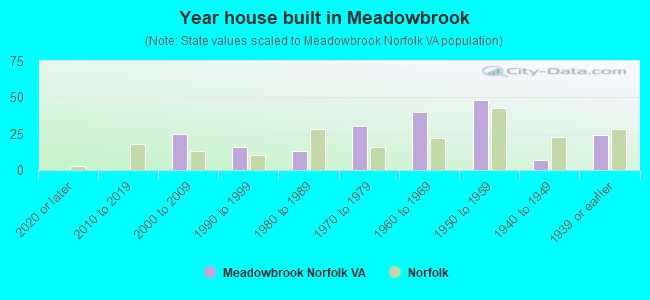 Year house built in Meadowbrook