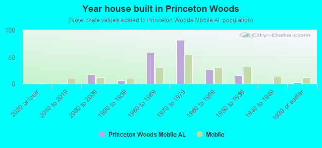 Year house built in Princeton Woods