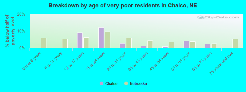 Breakdown by age of very poor residents in Chalco, NE