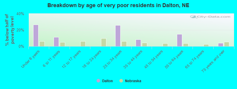 Breakdown by age of very poor residents in Dalton, NE