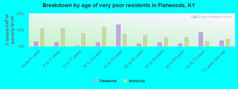 Breakdown by age of very poor residents in Flatwoods, KY