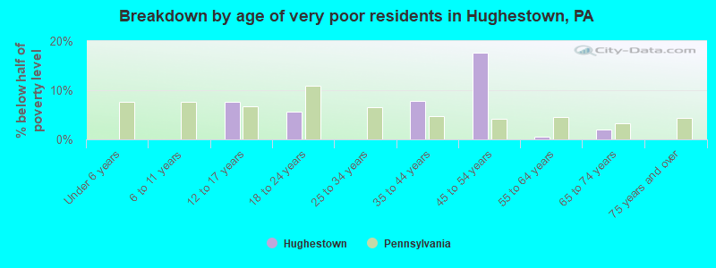 Breakdown by age of very poor residents in Hughestown, PA