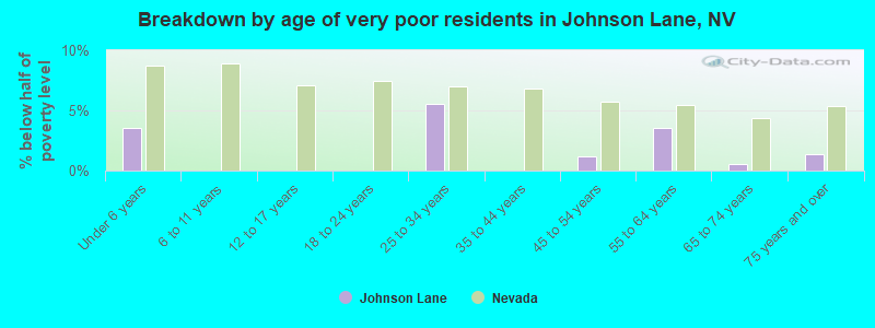 Breakdown by age of very poor residents in Johnson Lane, NV