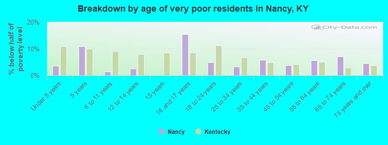 Breakdown by age of very poor residents in Nancy, KY
