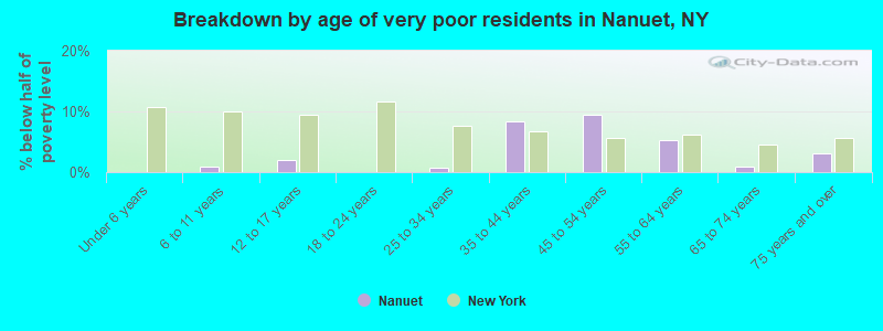 Breakdown by age of very poor residents in Nanuet, NY