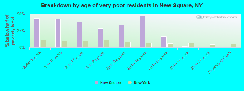 Breakdown by age of very poor residents in New Square, NY