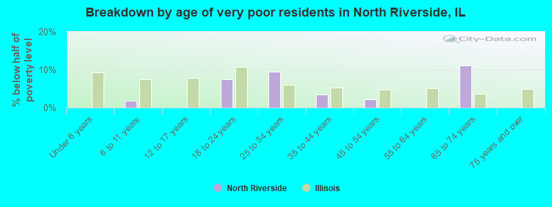 Breakdown by age of very poor residents in North Riverside, IL