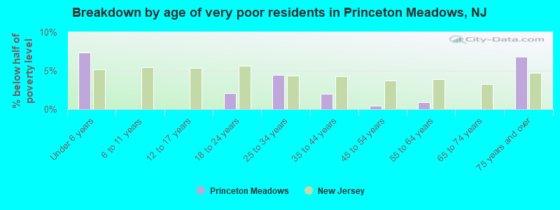 Breakdown by age of very poor residents in Princeton Meadows, NJ