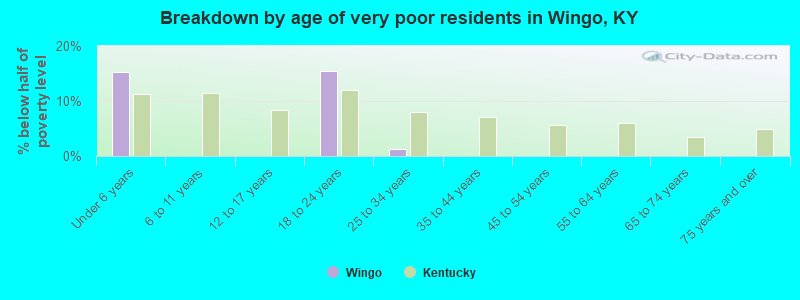 Breakdown by age of very poor residents in Wingo, KY