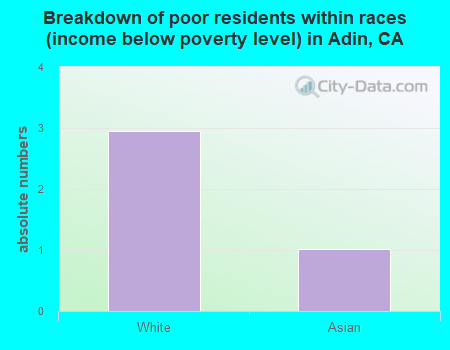 Breakdown of poor residents within races (income below poverty level) in Adin, CA