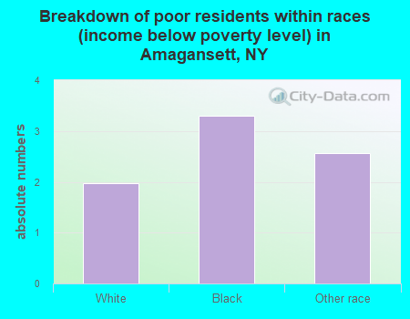 Breakdown of poor residents within races (income below poverty level) in Amagansett, NY