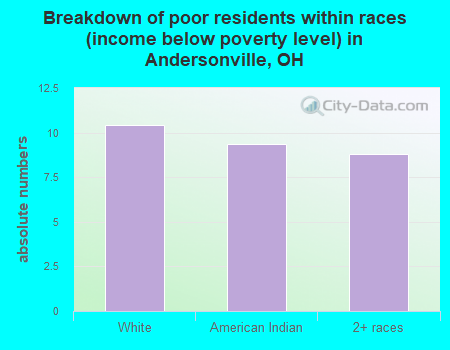 Breakdown of poor residents within races (income below poverty level) in Andersonville, OH