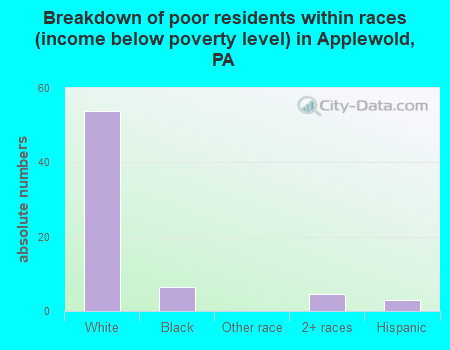 Breakdown of poor residents within races (income below poverty level) in Applewold, PA