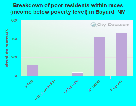 Breakdown of poor residents within races (income below poverty level) in Bayard, NM