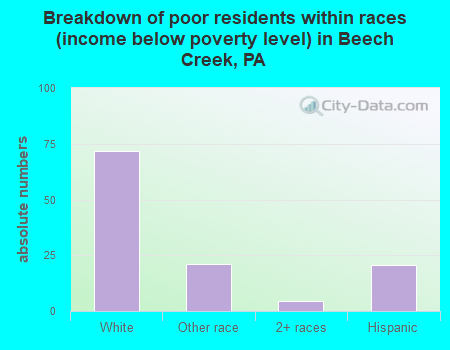 Breakdown of poor residents within races (income below poverty level) in Beech Creek, PA