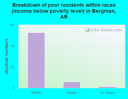 Breakdown of poor residents within races (income below poverty level) in Bergman, AR