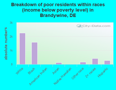 Breakdown of poor residents within races (income below poverty level) in Brandywine, DE