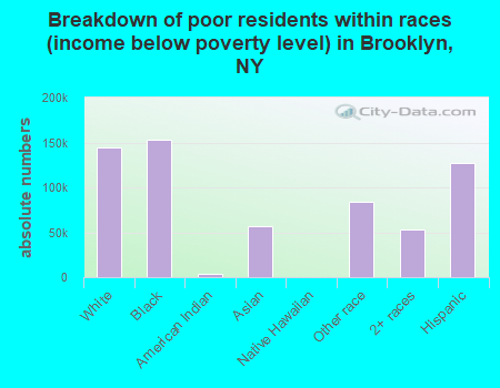 Breakdown of poor residents within races (income below poverty level) in Brooklyn, NY