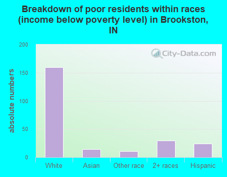 Breakdown of poor residents within races (income below poverty level) in Brookston, IN