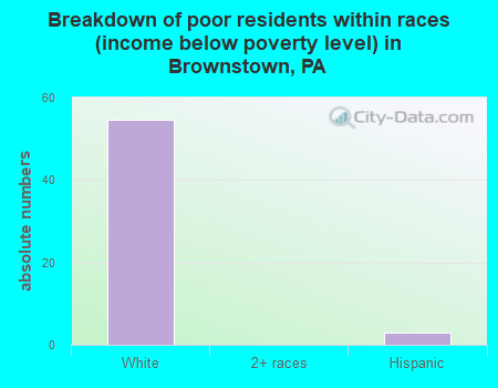 Breakdown of poor residents within races (income below poverty level) in Brownstown, PA