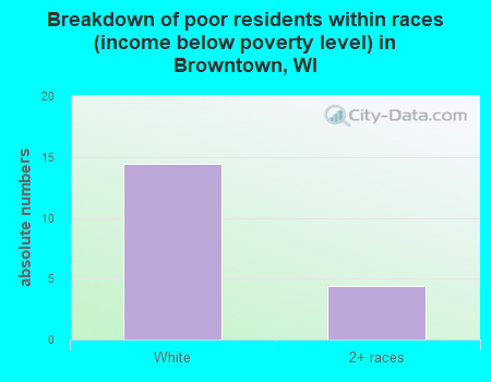 Breakdown of poor residents within races (income below poverty level) in Browntown, WI