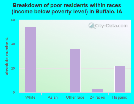 Breakdown of poor residents within races (income below poverty level) in Buffalo, IA