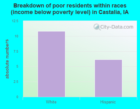 Breakdown of poor residents within races (income below poverty level) in Castalia, IA