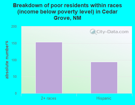Breakdown of poor residents within races (income below poverty level) in Cedar Grove, NM