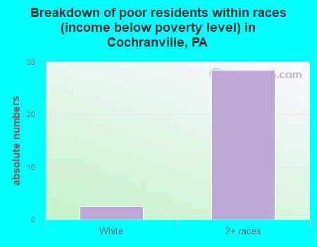 Breakdown of poor residents within races (income below poverty level) in Cochranville, PA