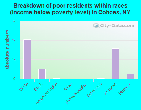 Breakdown of poor residents within races (income below poverty level) in Cohoes, NY
