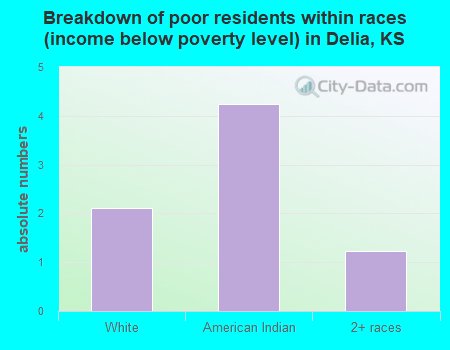 Breakdown of poor residents within races (income below poverty level) in Delia, KS