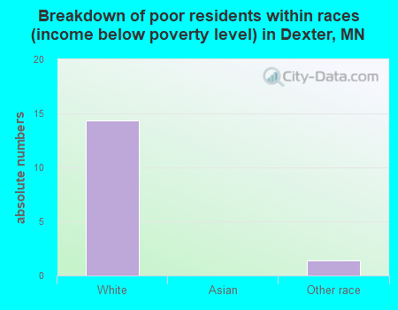 Breakdown of poor residents within races (income below poverty level) in Dexter, MN