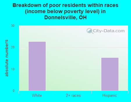 Breakdown of poor residents within races (income below poverty level) in Donnelsville, OH