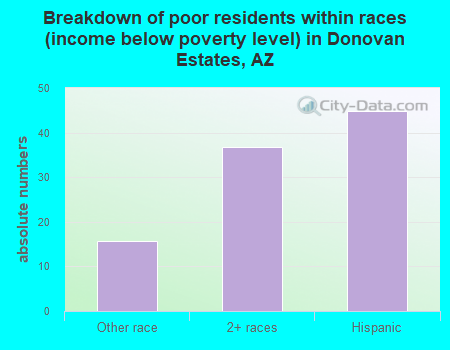Breakdown of poor residents within races (income below poverty level) in Donovan Estates, AZ