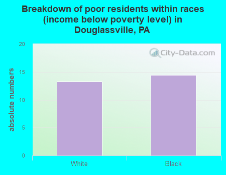 Breakdown of poor residents within races (income below poverty level) in Douglassville, PA