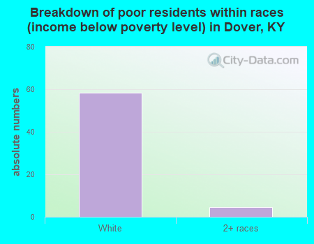Breakdown of poor residents within races (income below poverty level) in Dover, KY