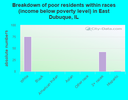 Breakdown of poor residents within races (income below poverty level) in East Dubuque, IL