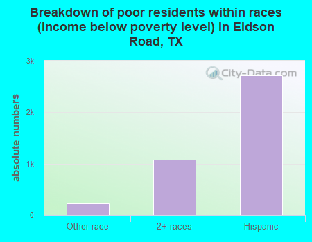 Breakdown of poor residents within races (income below poverty level) in Eidson Road, TX
