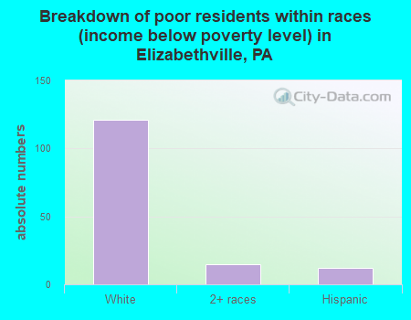 Breakdown of poor residents within races (income below poverty level) in Elizabethville, PA
