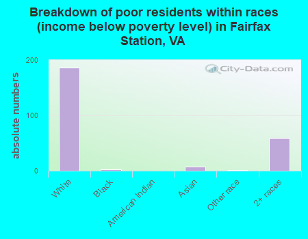 Breakdown of poor residents within races (income below poverty level) in Fairfax Station, VA