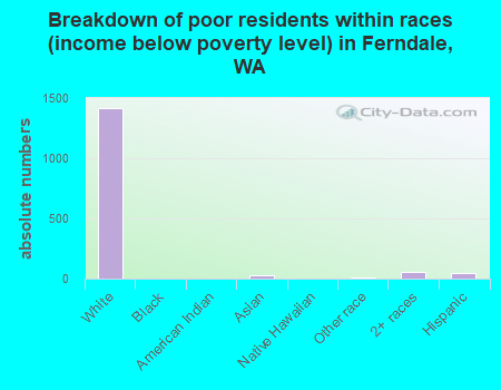 Breakdown of poor residents within races (income below poverty level) in Ferndale, WA