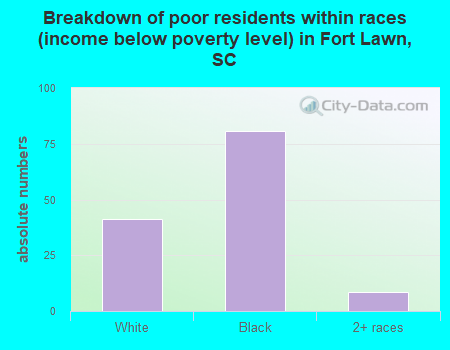 Breakdown of poor residents within races (income below poverty level) in Fort Lawn, SC
