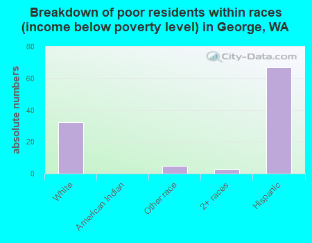 Breakdown of poor residents within races (income below poverty level) in George, WA