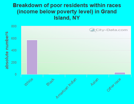 Breakdown of poor residents within races (income below poverty level) in Grand Island, NY