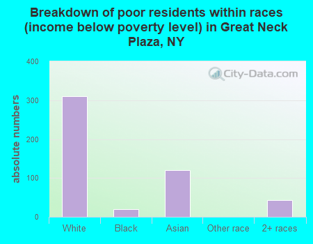Breakdown of poor residents within races (income below poverty level) in Great Neck Plaza, NY
