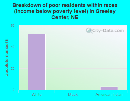 Breakdown of poor residents within races (income below poverty level) in Greeley Center, NE