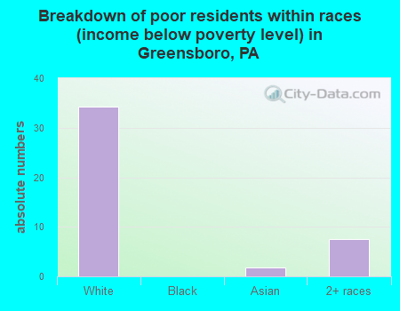 Breakdown of poor residents within races (income below poverty level) in Greensboro, PA