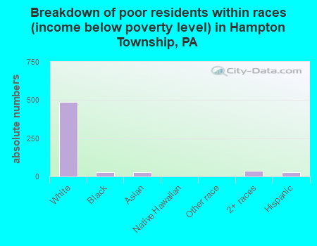 Breakdown of poor residents within races (income below poverty level) in Hampton Township, PA