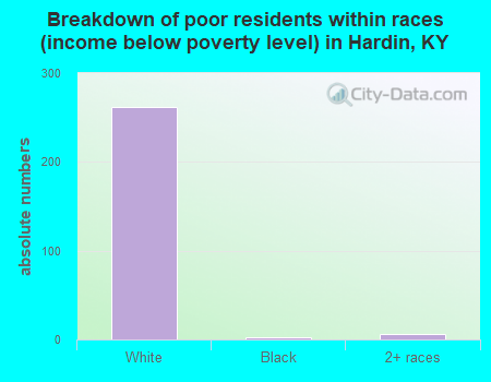 Breakdown of poor residents within races (income below poverty level) in Hardin, KY