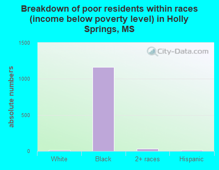 Breakdown of poor residents within races (income below poverty level) in Holly Springs, MS